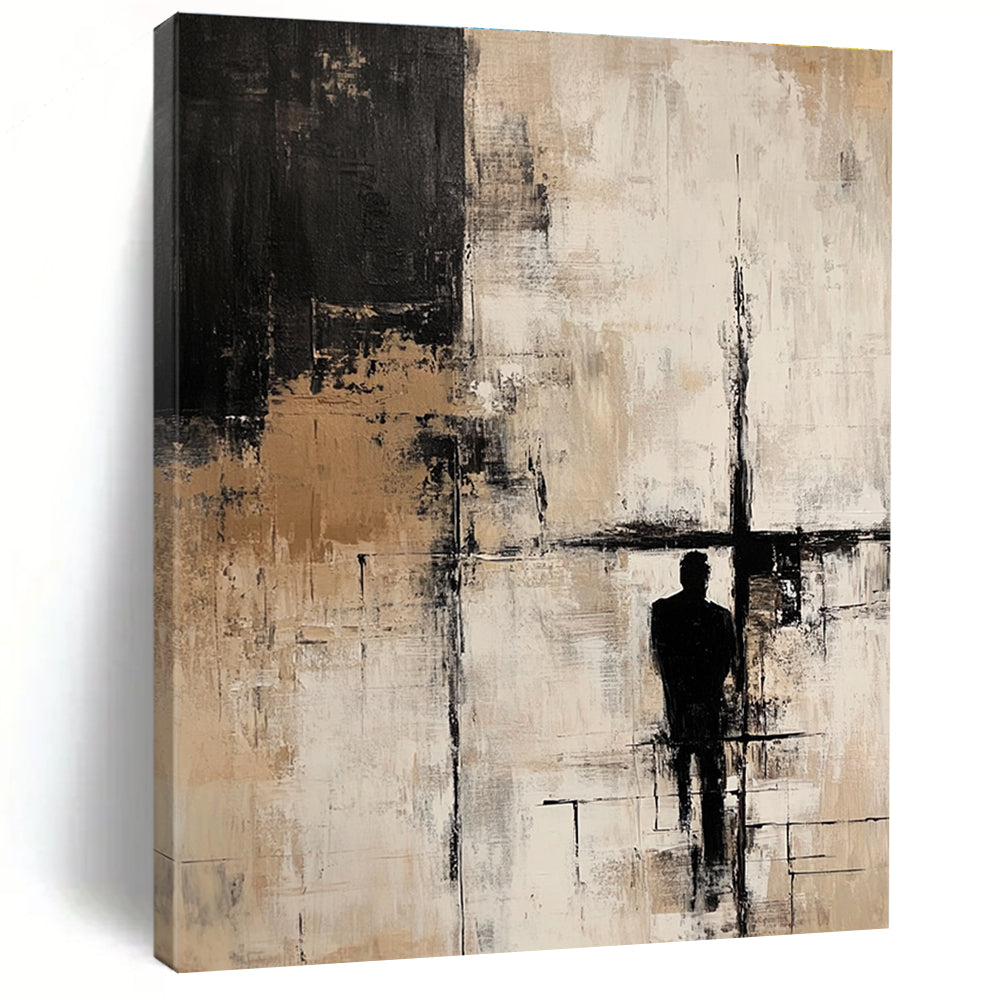 Silhouette - Themed Neutral - Tones Abstract Painting for Thoughtful Study Rooms GAB0910