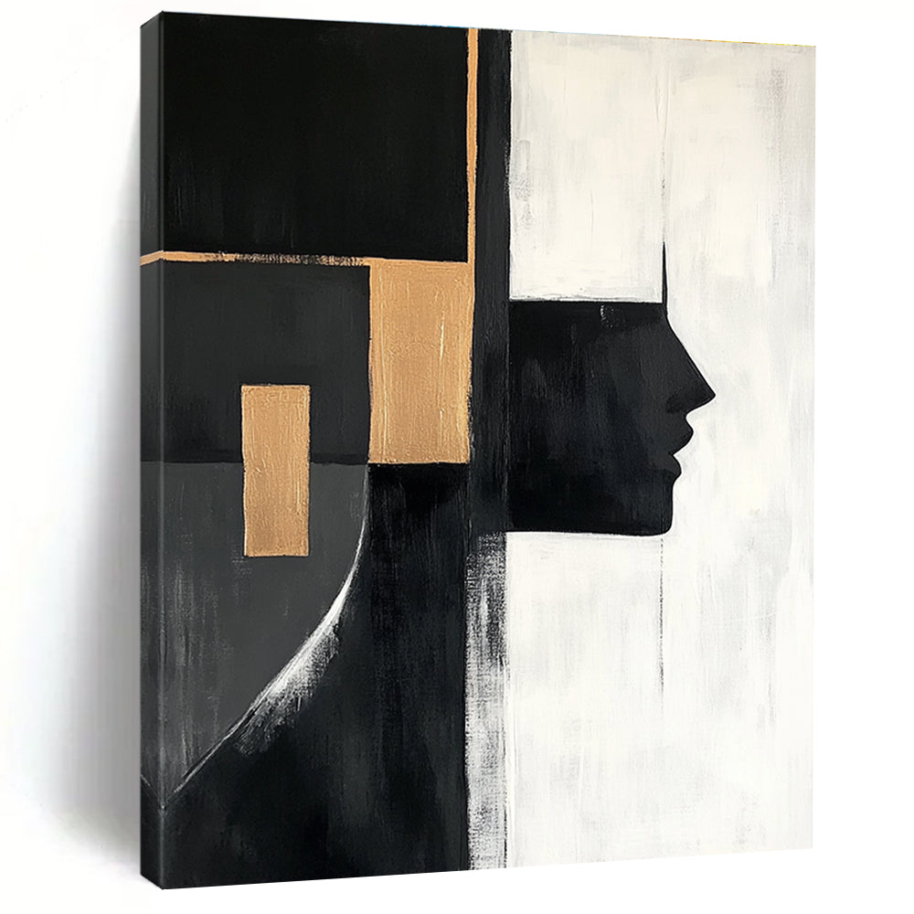 Geometric Face - Inspired Abstract Painting for Modern Art Galleries GAB0884