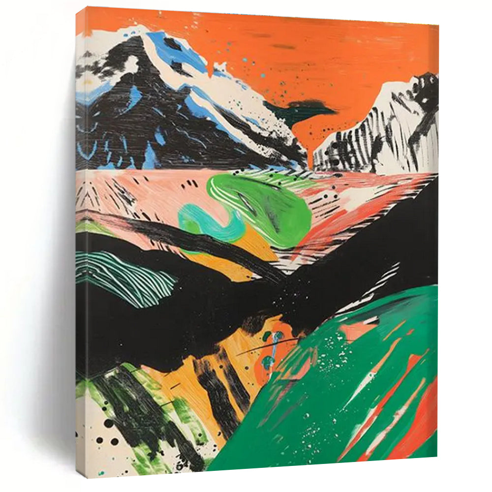 Colorful Mountain Landscape Abstract Painting for Adventure - Loving Homes HENG092