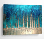 Sparkling Forest Abstract Painting with Enchanting, Textured Trees ABS504