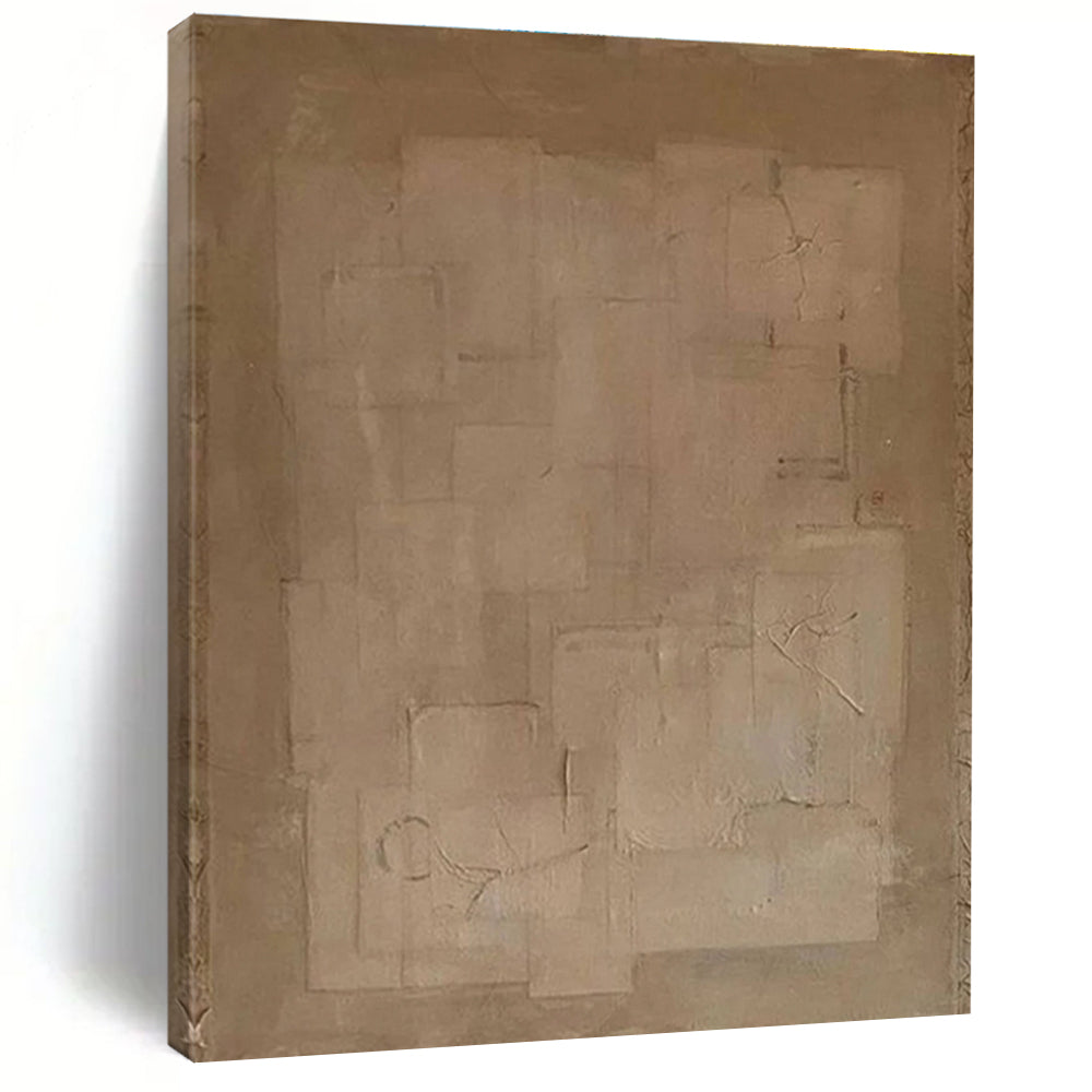 Minimalist Beige Composition Abstract Painting for Modern Minimalist Spaces HENG334