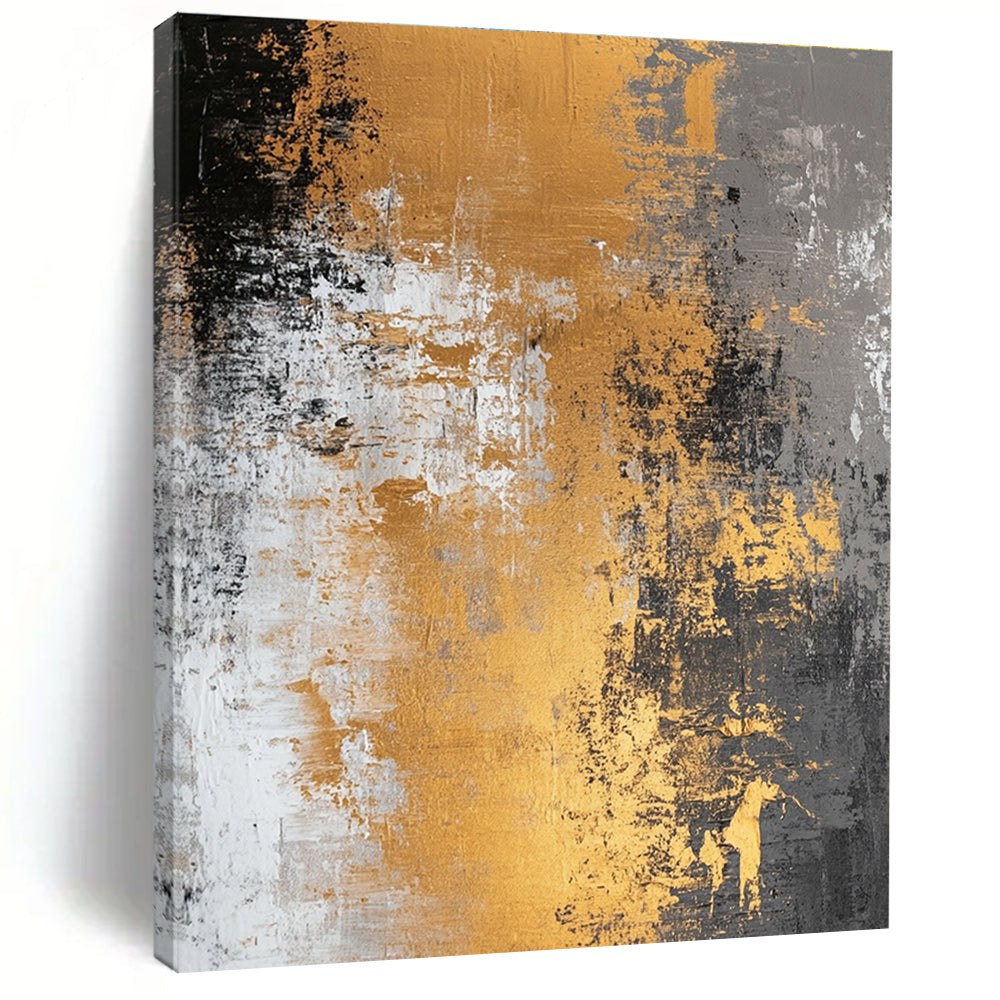 Gold Gray and White Abstract Painting with Rustic Luxury WINK318