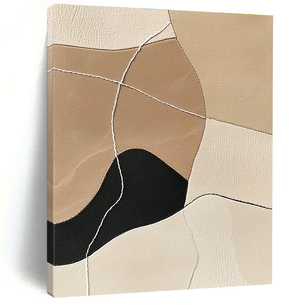 Leather - Patch Abstract Painting with Stitched Details WINK853