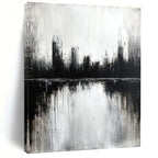 Monochrome Cityscape Abstract - Dramatic Urban Abstract Painting GAB0649