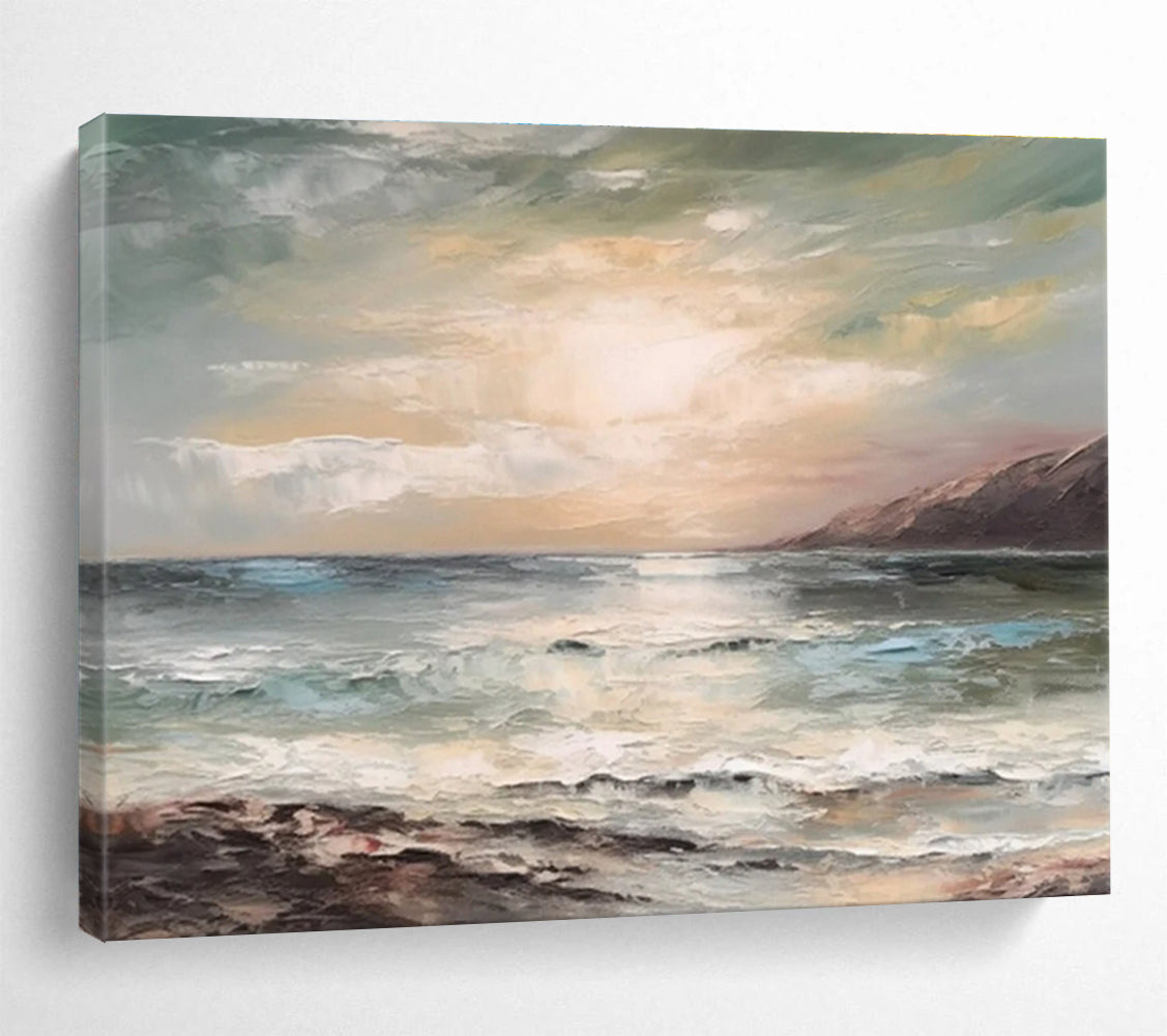 Coastal Sunset Abstract Painting for Beachfront Condo Living Areas YHT316