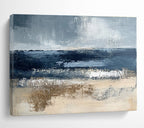 Gray and Blue Abstract Coast with Textured Sea and Sand Abstract Painting ABS362