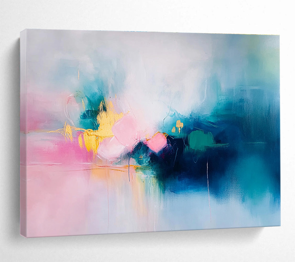 Dreamy Color Fusion Abstract Painting with Soft Blended Tones ABS541