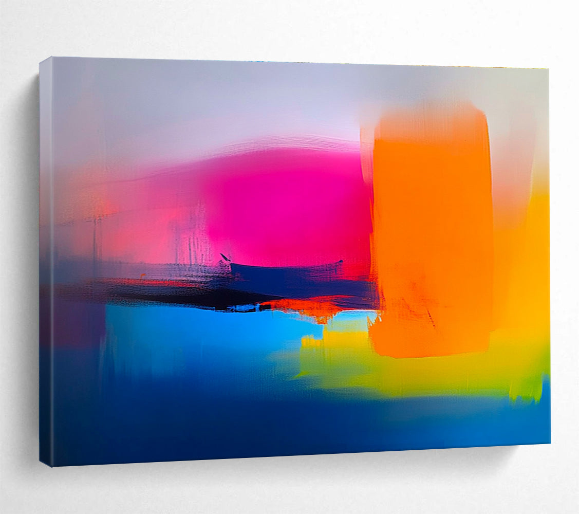 Vibrant Color Block Abstract Painting with Bold Hues ABS308
