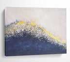 Golden Sparkle Wave Abstract Painting for Elegant Living Rooms YHT270