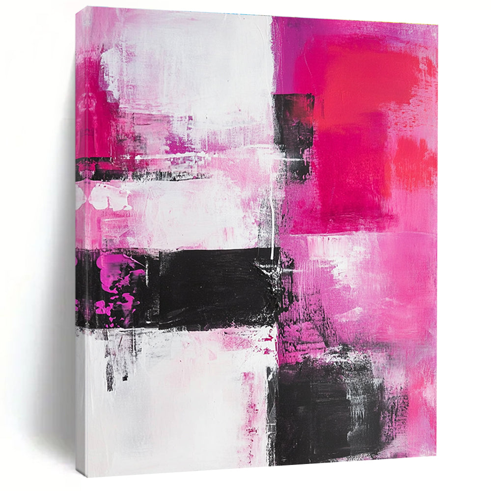 Pink - Black - White Abstract Painting with Feminine Edge WINK537