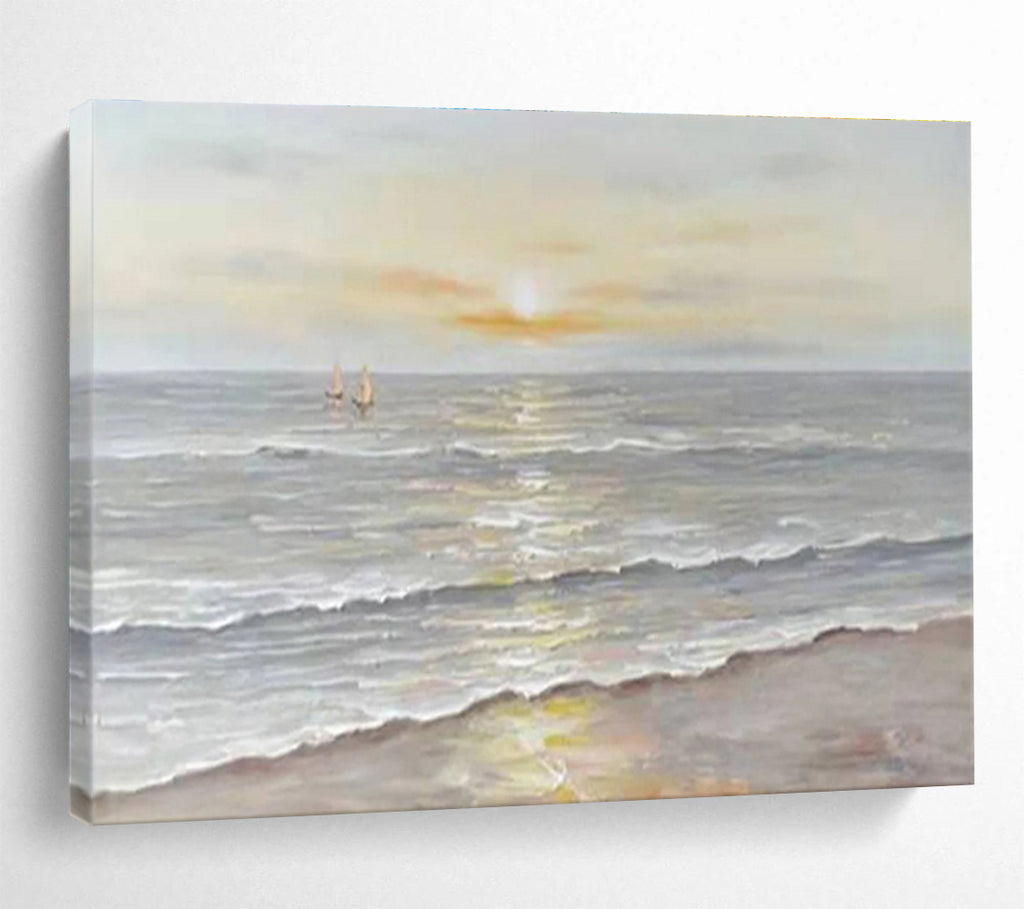 Seaside Sunset Abstract Painting for Coastal Home Living Rooms YHT251