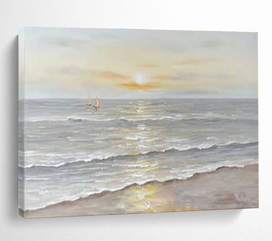 Seaside Sunset Abstract Painting for Coastal Home Living Rooms YHT251