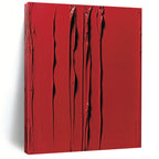 Red Textured Stripes Abstract Painting with Bold Energy WINK101