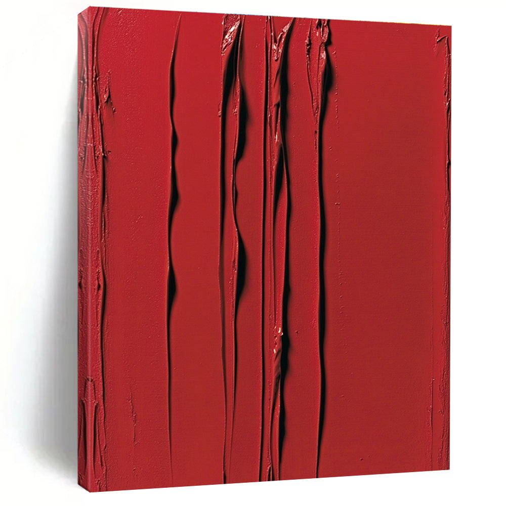 Red Textured Stripes Abstract Painting with Bold Energy WINK101