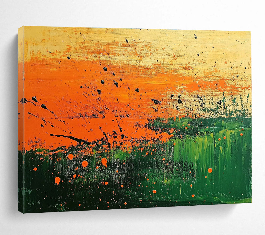Splatter - Style Landscape Abstract Painting with Bold Color Splashes ABS250