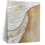 Beige and White Textured Shore Abstract Painting with Coastal Elements GAB0070