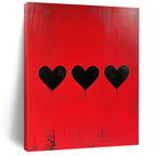 Red Hearts with Drips Edgy Abstract Painting GAB0325