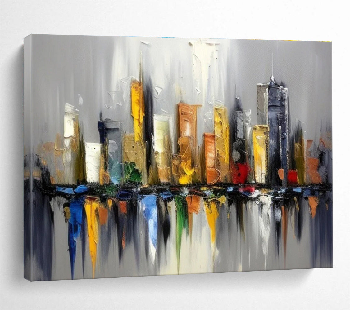 Colorful Cityscape Abstract Painting for Urban Lofts YHT066