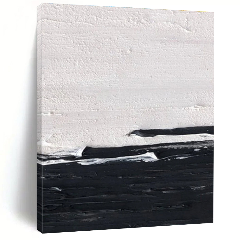 Black - White Horizontal Abstract Painting for Industrial - Chic Lofts HENG402