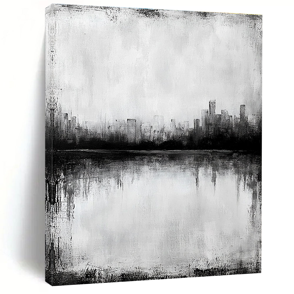 Cityscape Reflection in Water - Urban Minimalist Abstract Painting GAB0454
