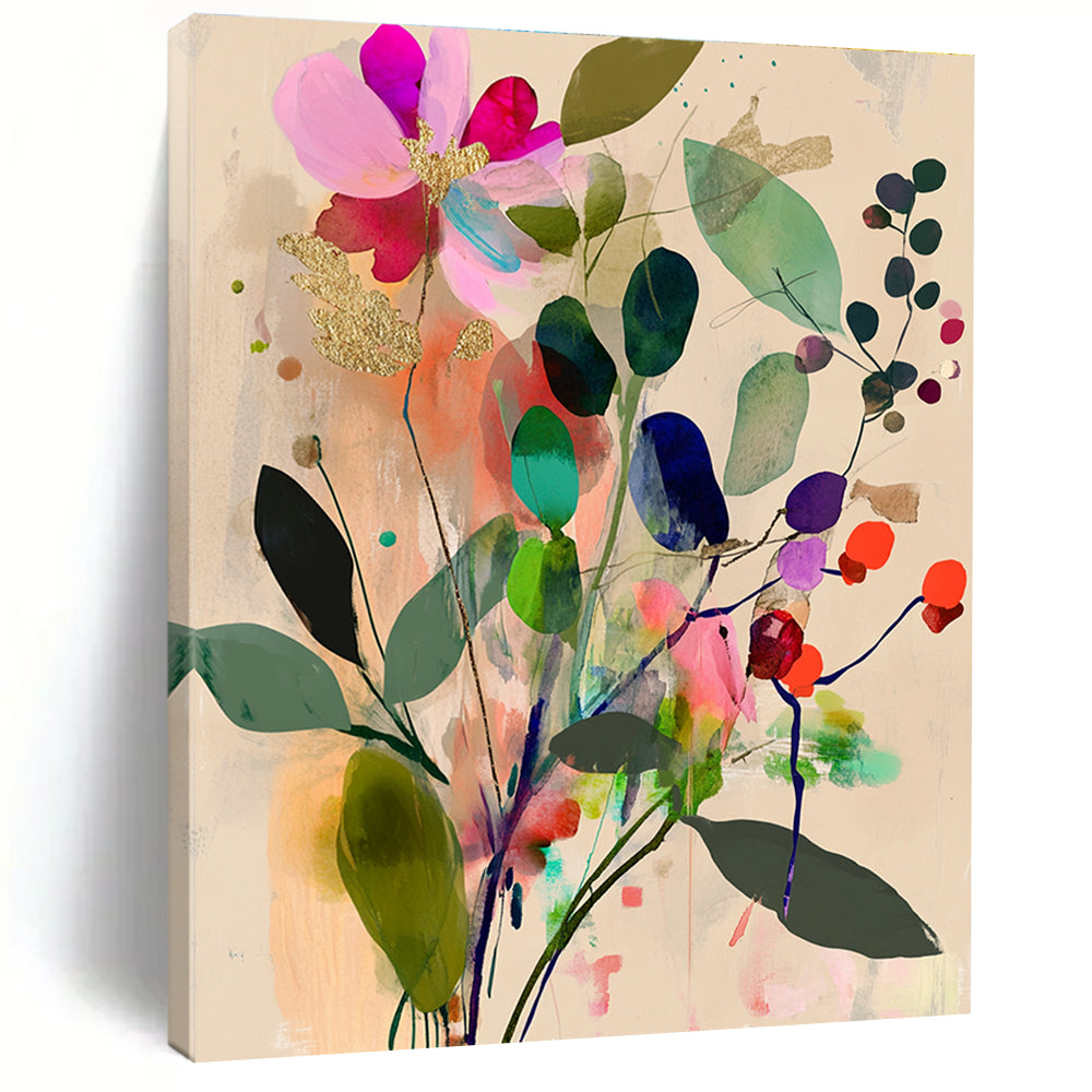 Colorful Floral Abstract - Whimsical Botanical Abstract Art GAB0477
