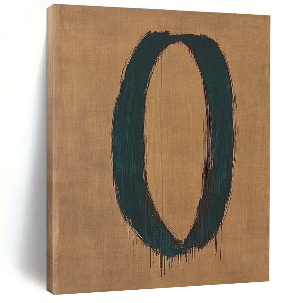Dark Green Oval on Brown Abstract Painting with Bold Simplicity WINK033