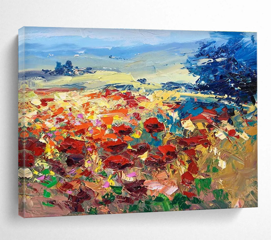 Vivid Poppy Field Abstract Painting for Art Galleries Focused on Nature YHT475