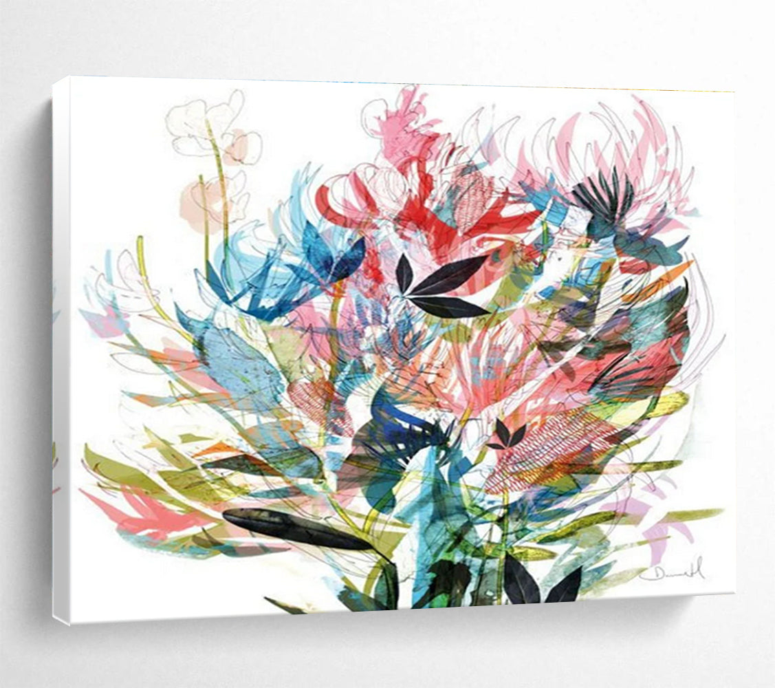 Colorful Floral Abstract Painting for Feminine Interiors YHT138