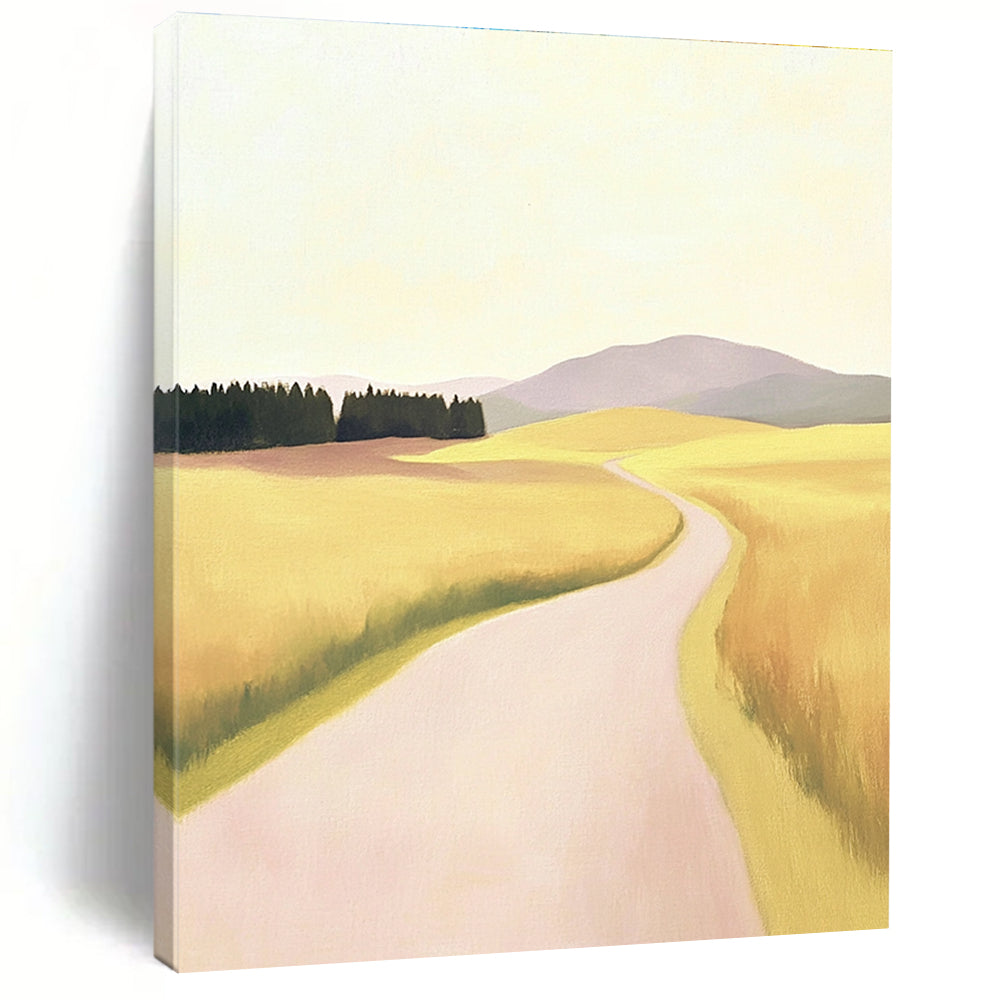 Yellow Field Path Pastoral Abstract Painting GAB0328