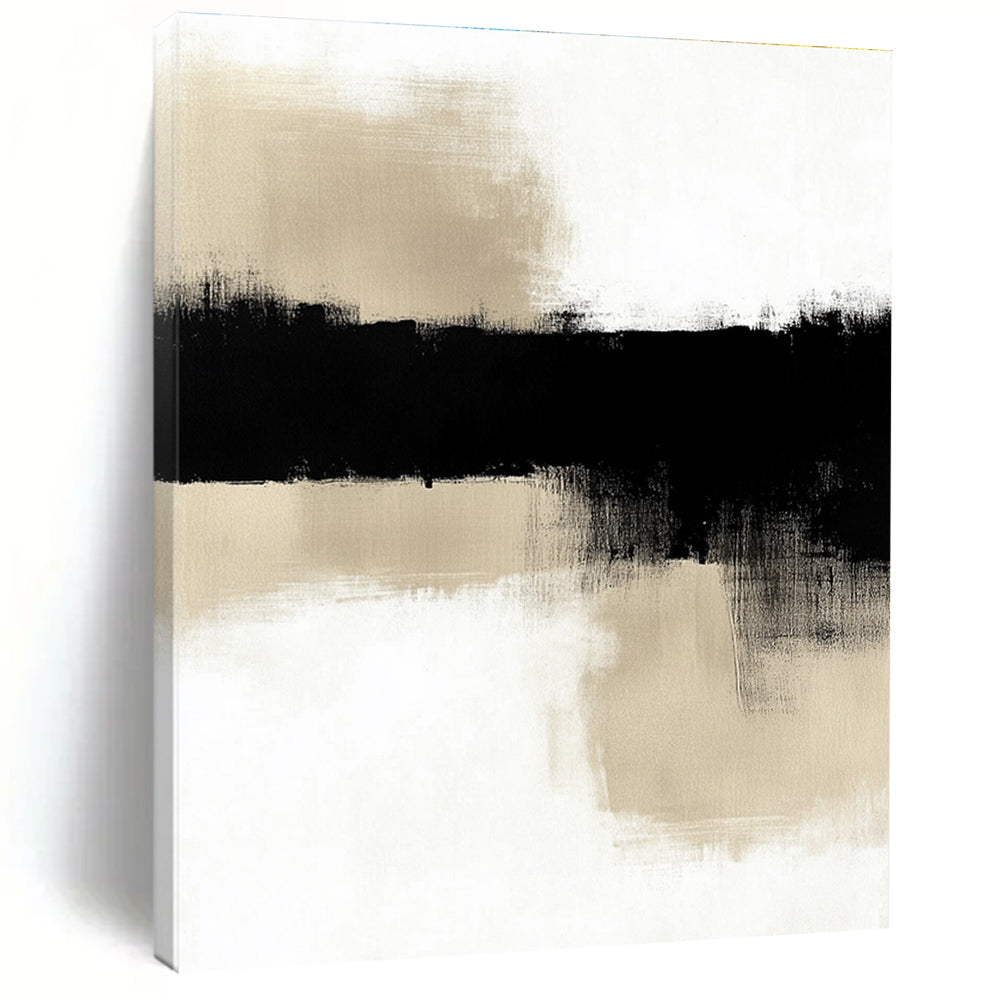 Black and Beige Landscape Abstract Painting with Reflective Forms WINK845