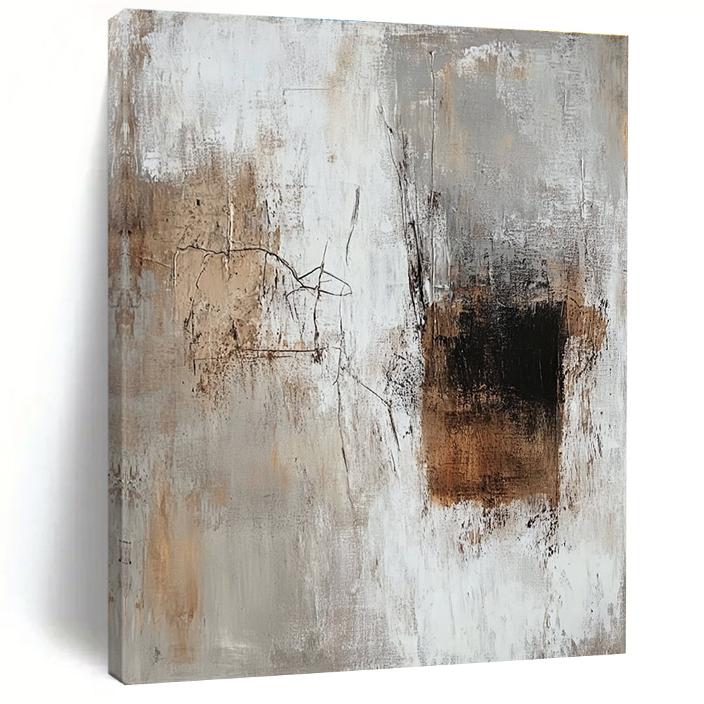 Beige Gray Abstract Textures Painting with Subtle Depth WINK689