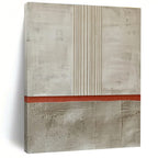 Neutral Tones with Red Stripe Abstract Painting for Industrial - Chic Cafes HENG026