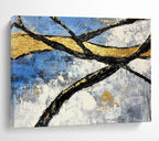 Golden Branches Abstract Painting with Luxurious, Textured Elegance ABS525