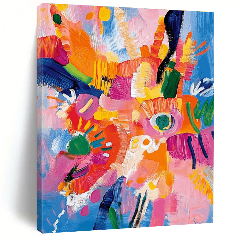Energetic Bold Floral Abstract Painting for Cheerful Spaces HENG287
