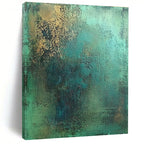 Green and Gold Textured Abstract Painting with Lush Opulence WINK286