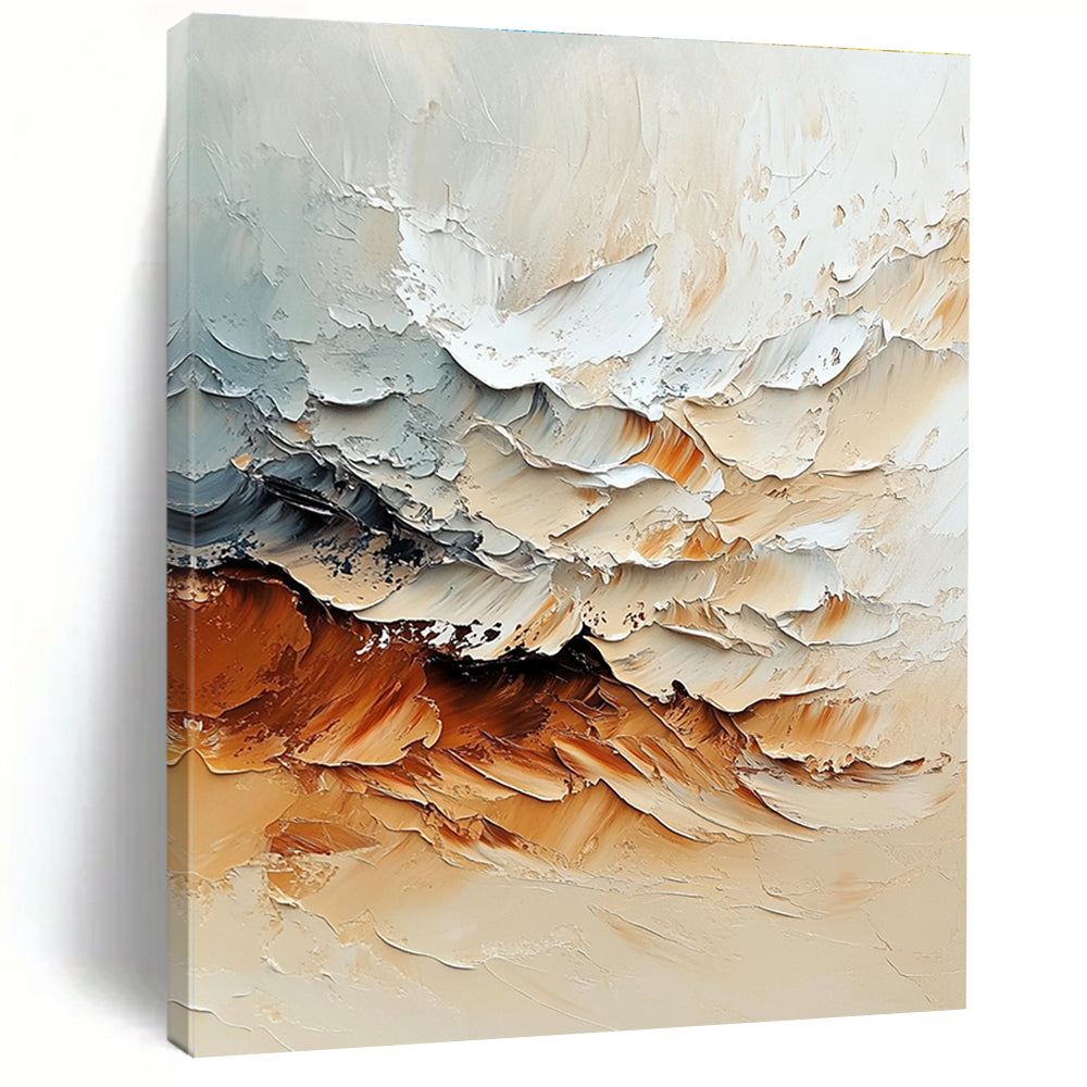 Beige Gray Brown Abstract Painting with Textured Serenity WINK477