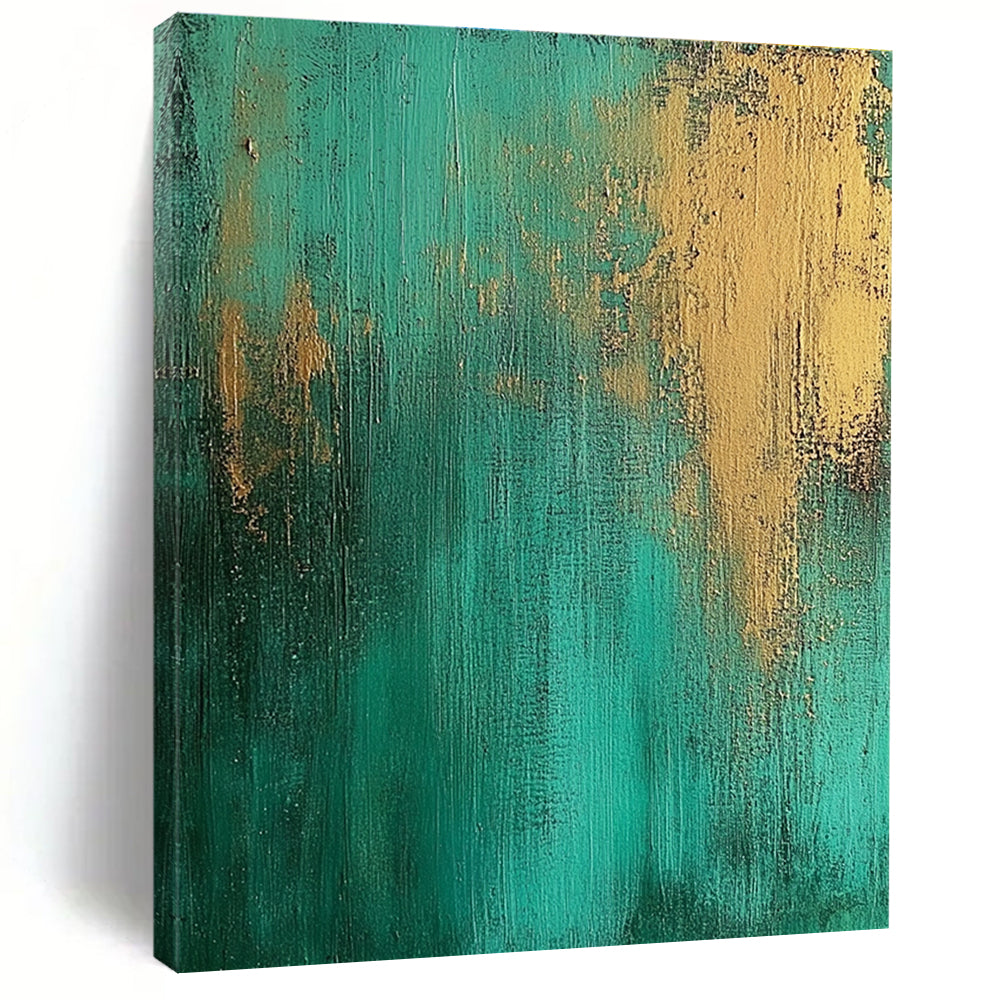 Teal Gold Textured Abstract Painting with Rich Layers WINK708