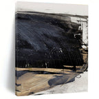 Dynamic Black - Beige Abstract Painting for Contemporary Art Exhibits HENG202