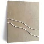Beige with White Curved Lines Abstract Painting with Subtle Textures GAB0065