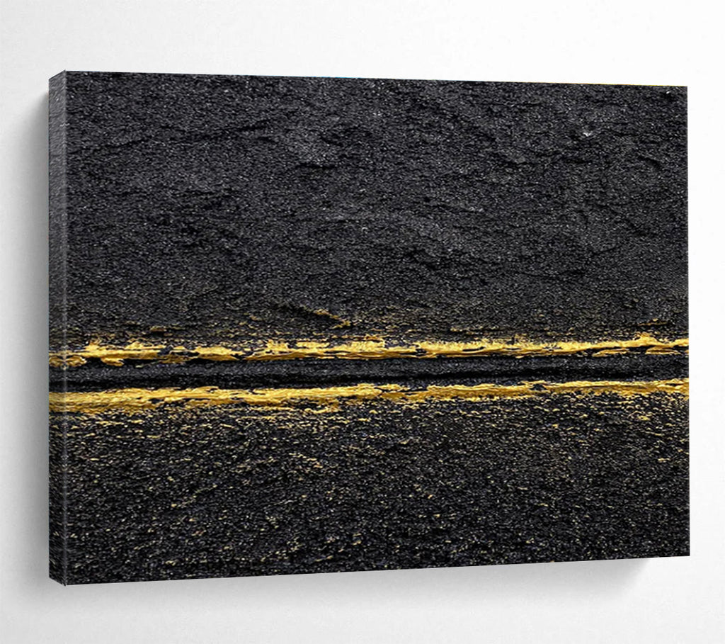Black and Gold Abstract Painting for Sophisticated Nightclubs YHT367
