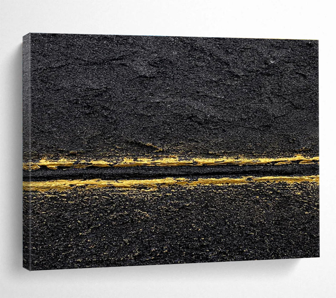 Black and Gold Abstract Painting for Sophisticated Nightclubs YHT367