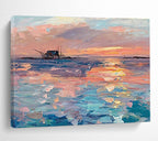 Sunset Seaside Abstract Painting for Nautical - Themed Restaurants YHT205