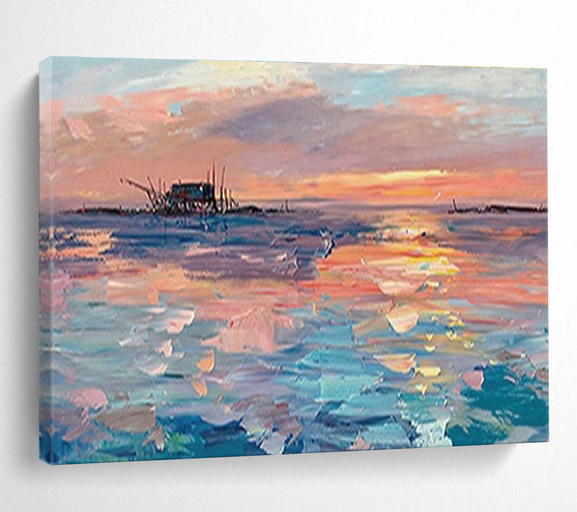 Sunset Seaside Abstract Painting for Nautical - Themed Restaurants YHT205