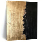 Gold and Black Divide Abstract Painting with Opulent Contrast WINK130