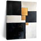 Black White Gold Abstract Painting with Geometric Luxury WINK667