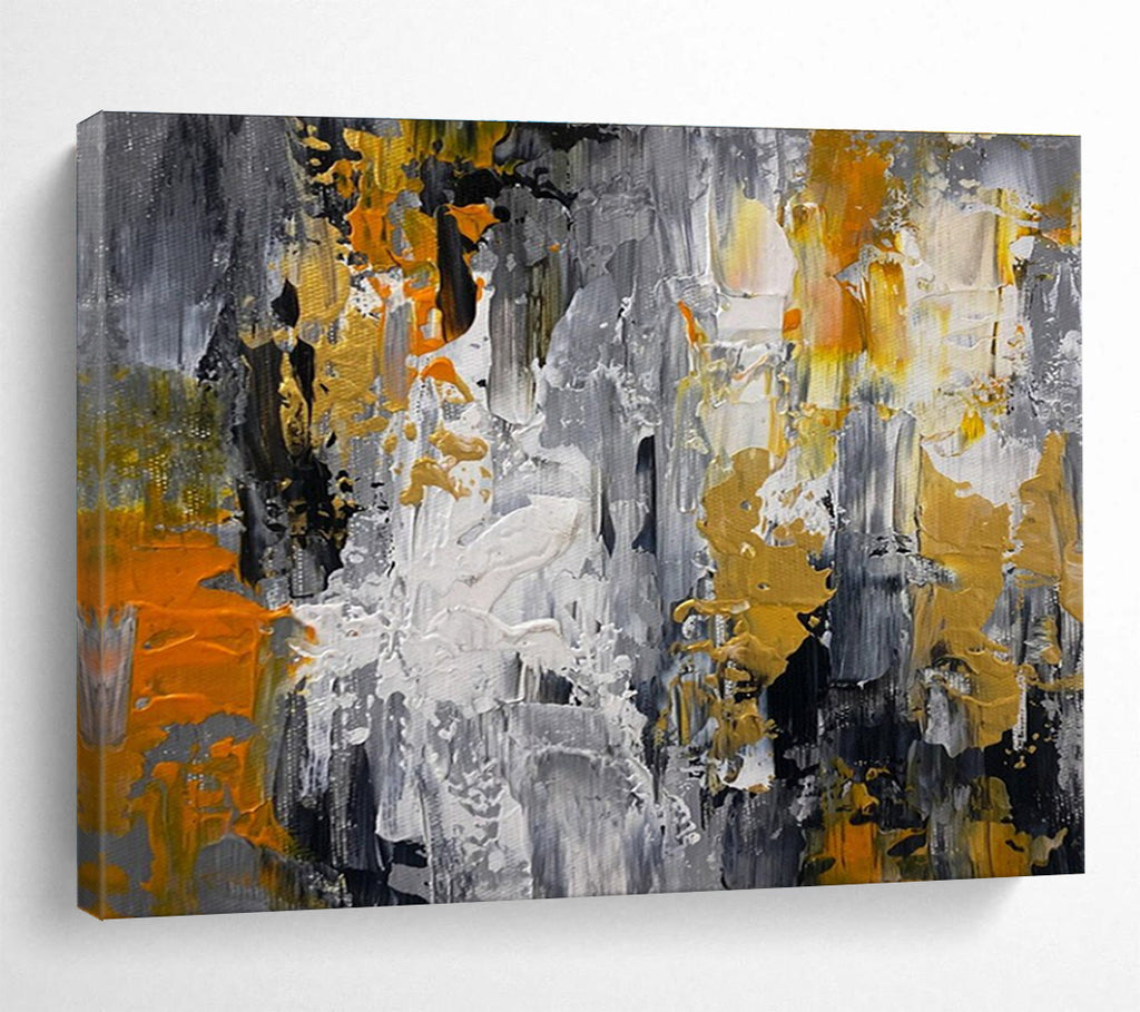 Gray and Gold Abstract City Painting for Industrial - Chic Lofts YHT358