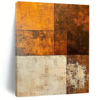 Warm - Toned Geometric Collage Abstract Painting with Rustic Sophistication WINK210