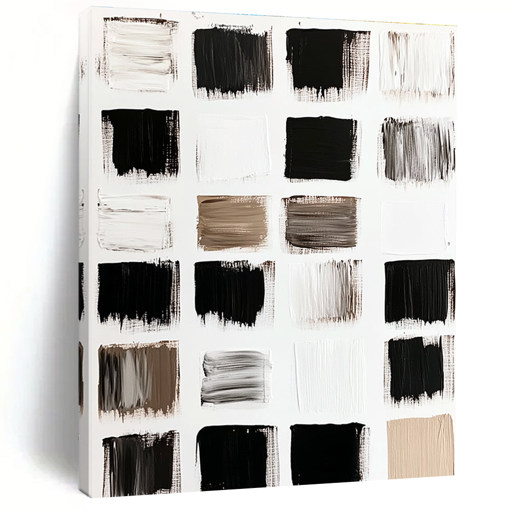 Monochrome Color Swatches Abstract Painting with Textured Hues WINK111