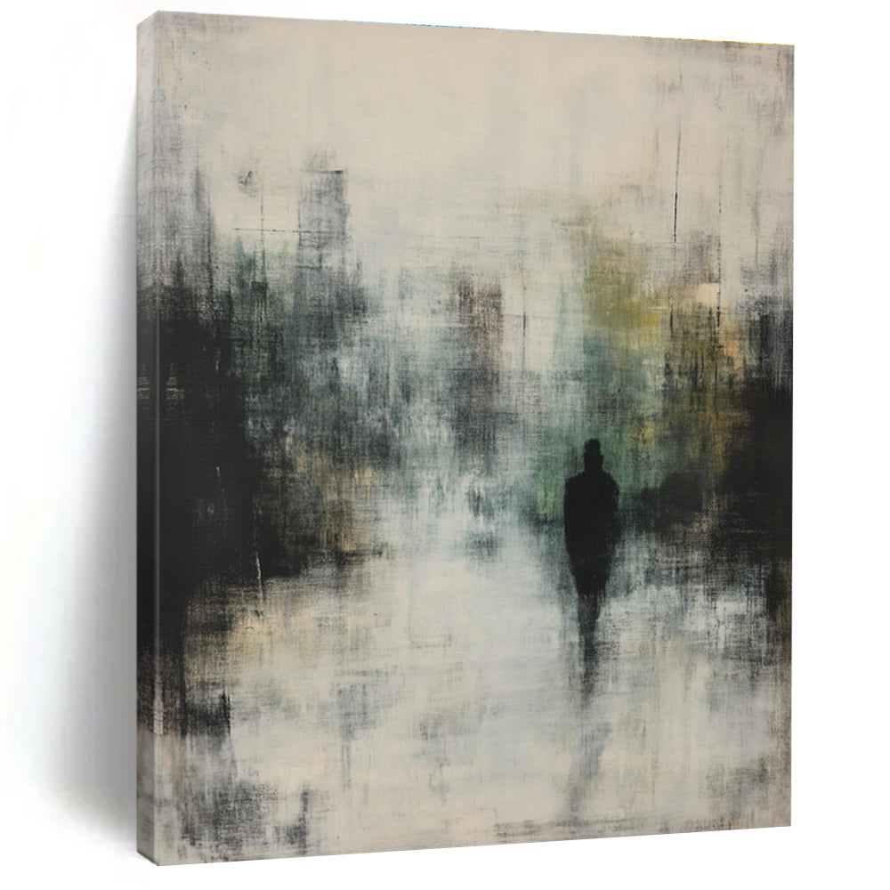 Silhouette in the Mist Abstract Painting for Thoughtful Studies GAB1082