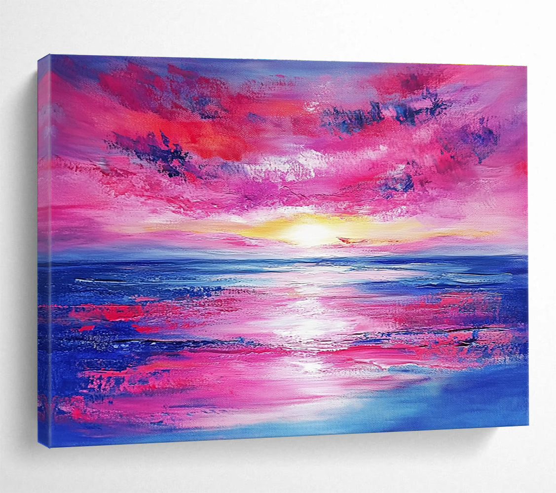 Dreamy Pink - Purple Sunset Romantic Seascape Painting ABS128